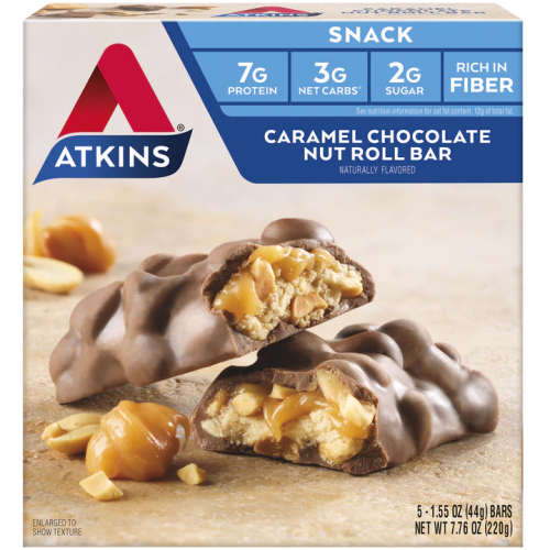 بار بروتين بالشوكولاتة والكراميل والمكسرات من اتكنز