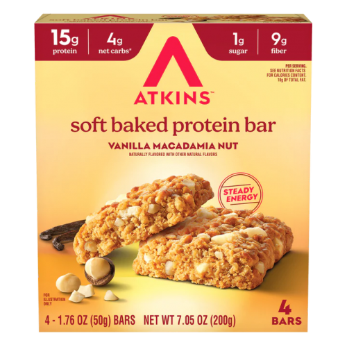 بروتين بار مخبوز بالفانيليا والمكاديميا من اتكنز