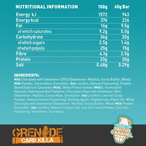 بروتين بار شوكلت شيب سولتد كراميل من قرنيد بروتين بار شوكلت شيب سولتد كراميل من قرنيد