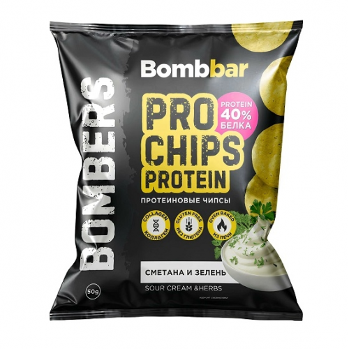 بروتين شيبس نكهة الكريمة الحامضة والأعشات من بومبار