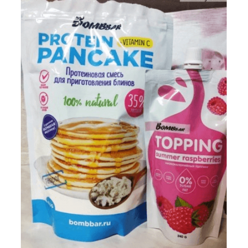 خليط البانكيك بالبروتين بالجبنة الكريمي بومبار