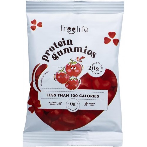 حلوى جيلي بروتين بنكهة الفراولة من فري لايف حلوى جيلي بروتين بنكهة الفراولة من فري لايف