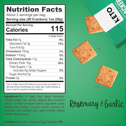 كراكرز بنكهة الروزماري والثوم من كيتو ناتشورالز كراكرز بنكهة الروزماري والثوم من كيتو ناتشورالز