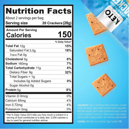 كراكرز بنكهة ملح البحر من كيتو ناتشورالز كراكرز بنكهة ملح البحر من كيتو ناتشورالز