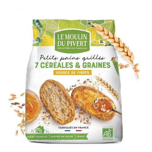 خبز محمص ب 7 حبوب وبذور من لو مولان دو بيفير