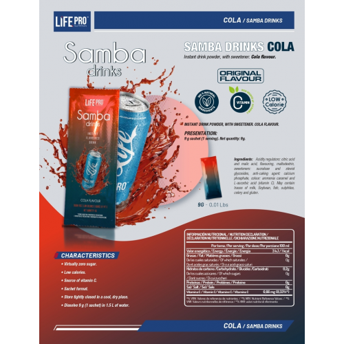 منكهات ماء بنكهة الكولا سامبا من لايف برو نيوترشن 12 مغلف