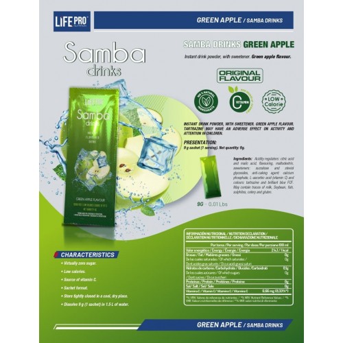 منكهات ماء بنكهة التفاح الأخضر سامبا من لايف برو نيوترشن