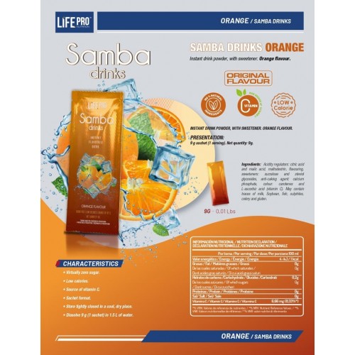 منكهات ماء بنكهة البرتقال سامبا من لايف برو نيوترشن 12 مغلف