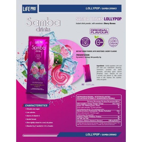 منكهات ماء بنكهة الحلوى سامبا من لايف برو نيوترشن