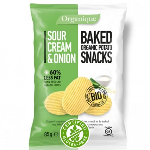 سناك البطاطس العضوية المحمصة اورجانيك مع توابل الكريمة الحامضة والبصل