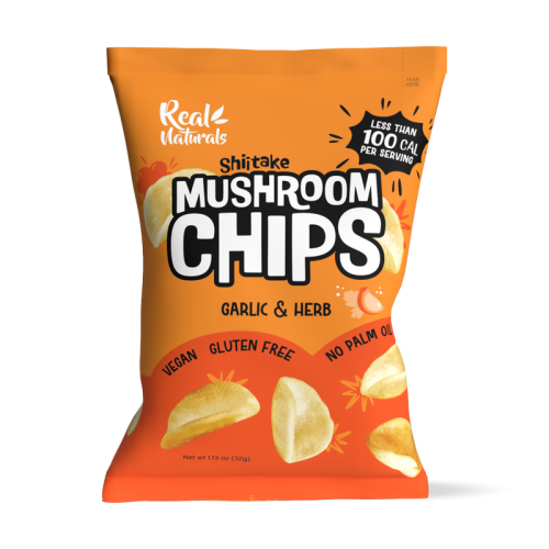 رقائق شيبس المشروم بنكهة الثوم والأعشاب من ريل ناتشورالز