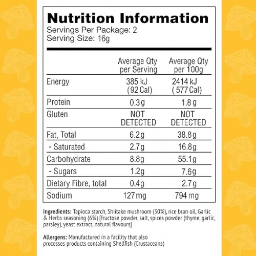 رقائق شيبس المشروم بنكهة الثوم والأعشاب من ريل ناتشورالز