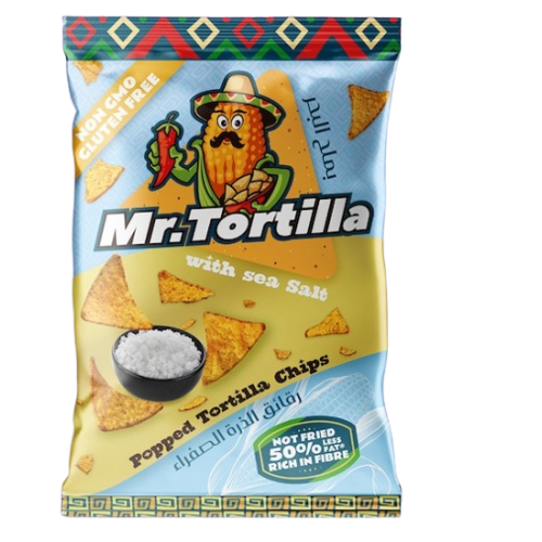 رقائق الذرة الصفراء مستر تورتيلا بنكهة ملح البحر من فيف فري