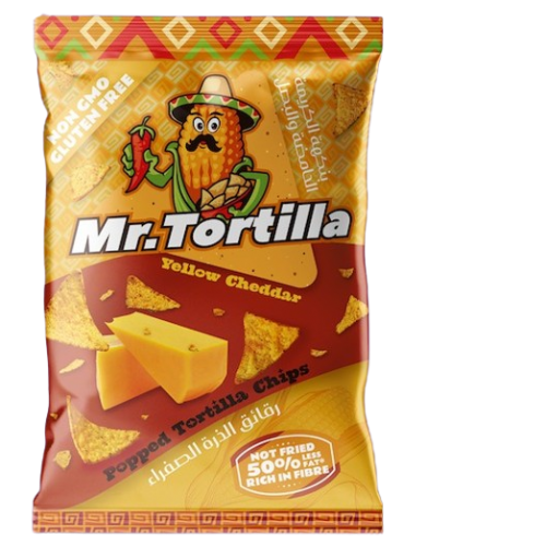 رقائق الذرة الصفراء مستر تورتيلا بنكهة جبنة الشيدر من فيف فري